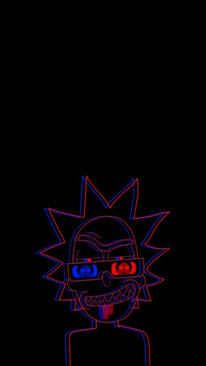 Dark Trippy Rick With 3d Glasses Background