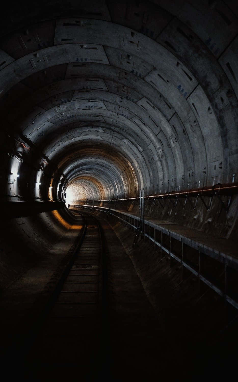 Dark Underground Tunnel Light At End