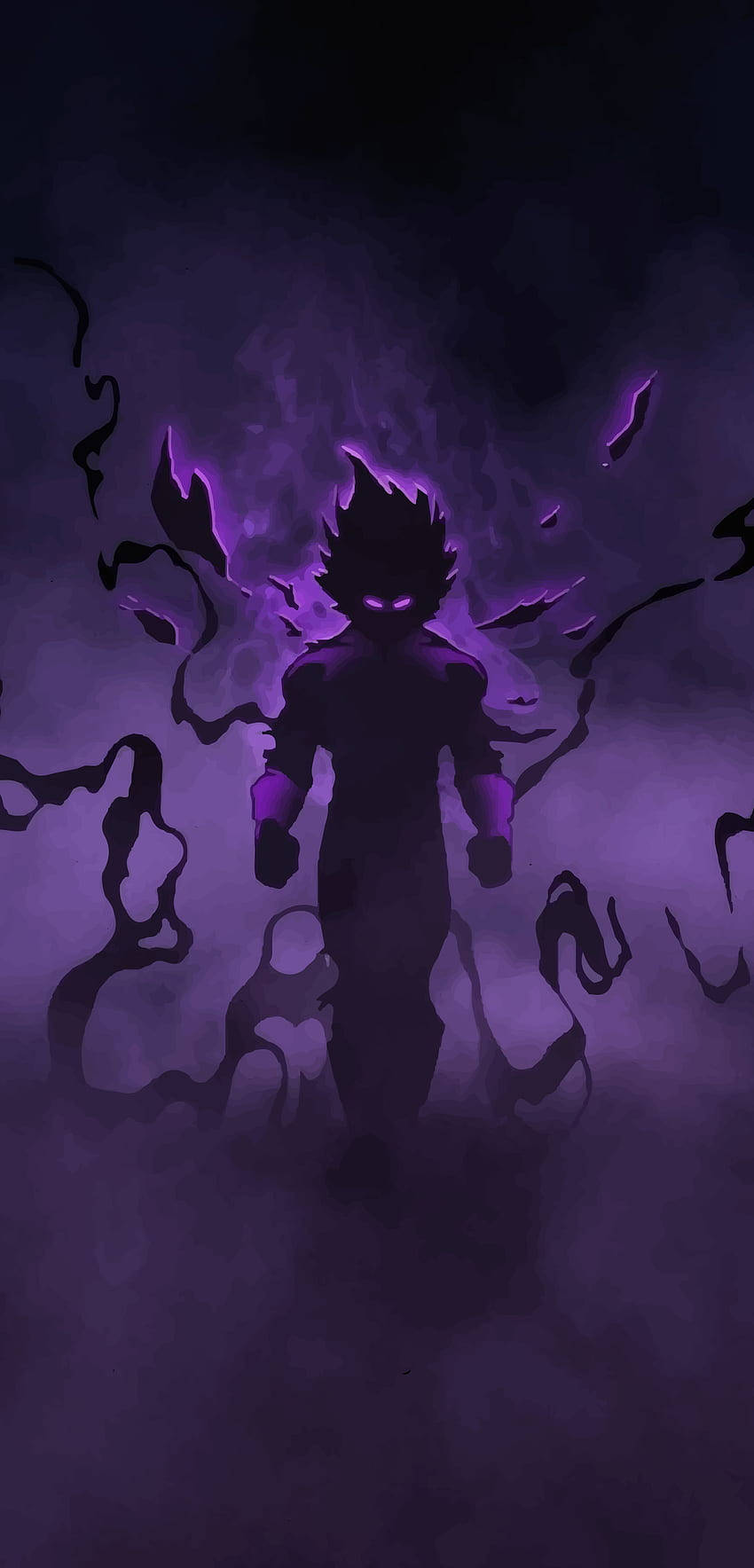 Dark Vegeta Purple Silhouette Background