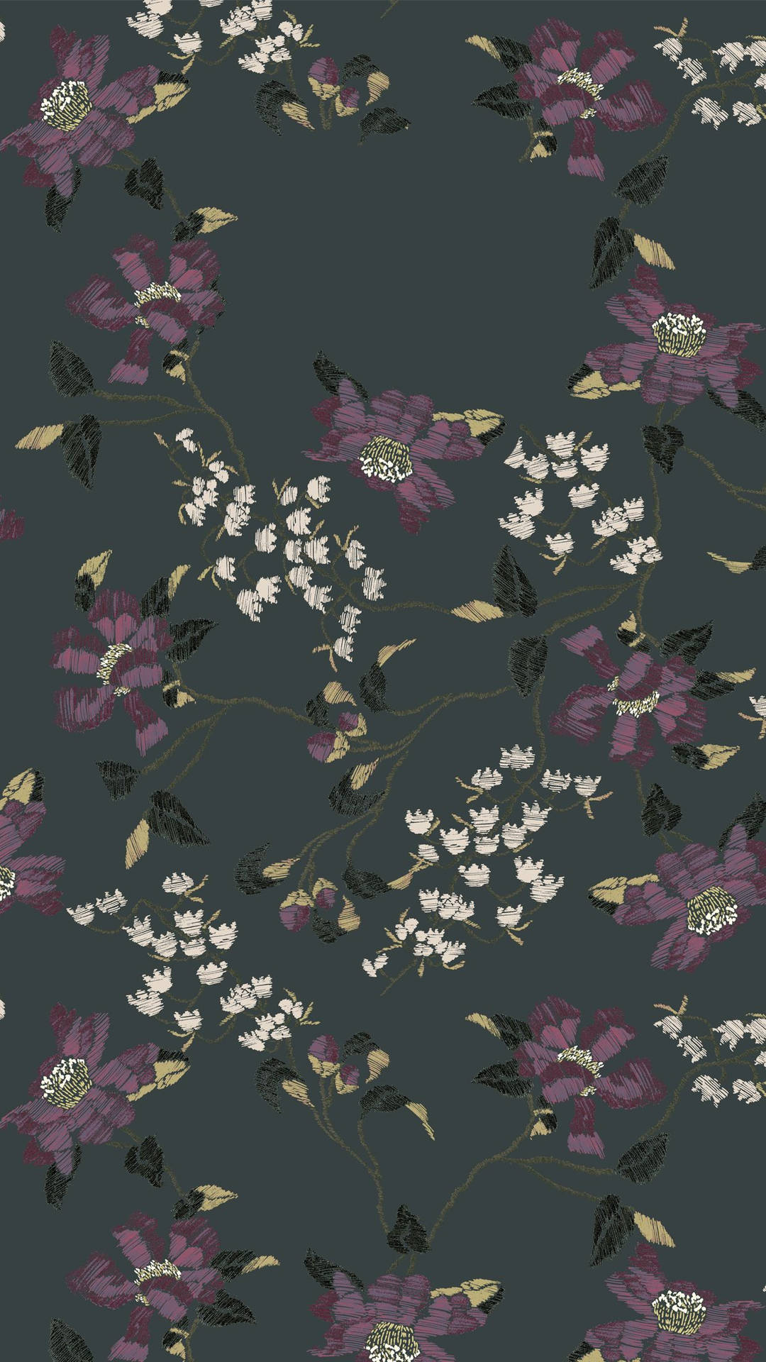 Dark Violet Flowers Floral Iphone Background