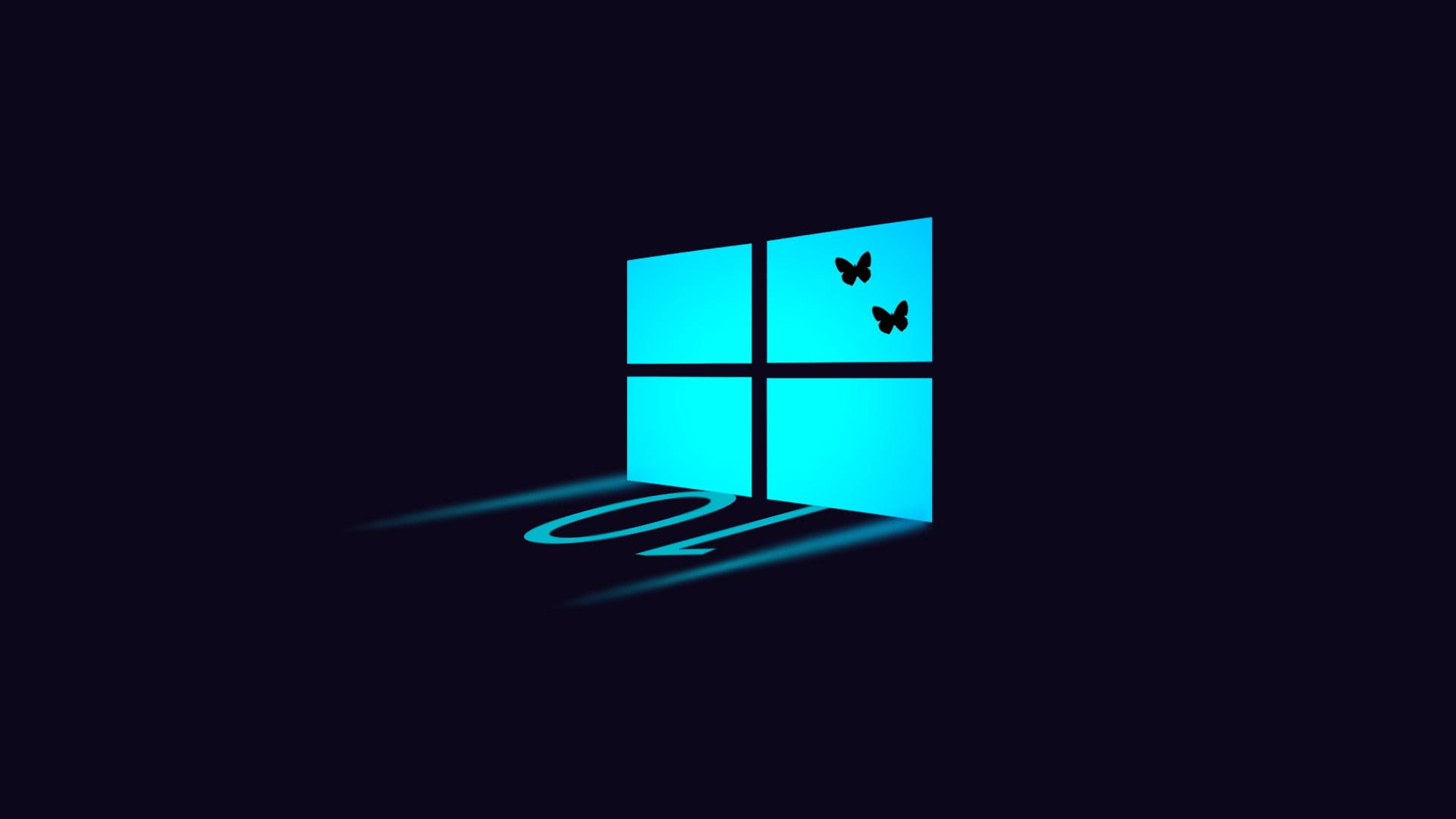 Dark Windows 10 Logo With Butterflies Background