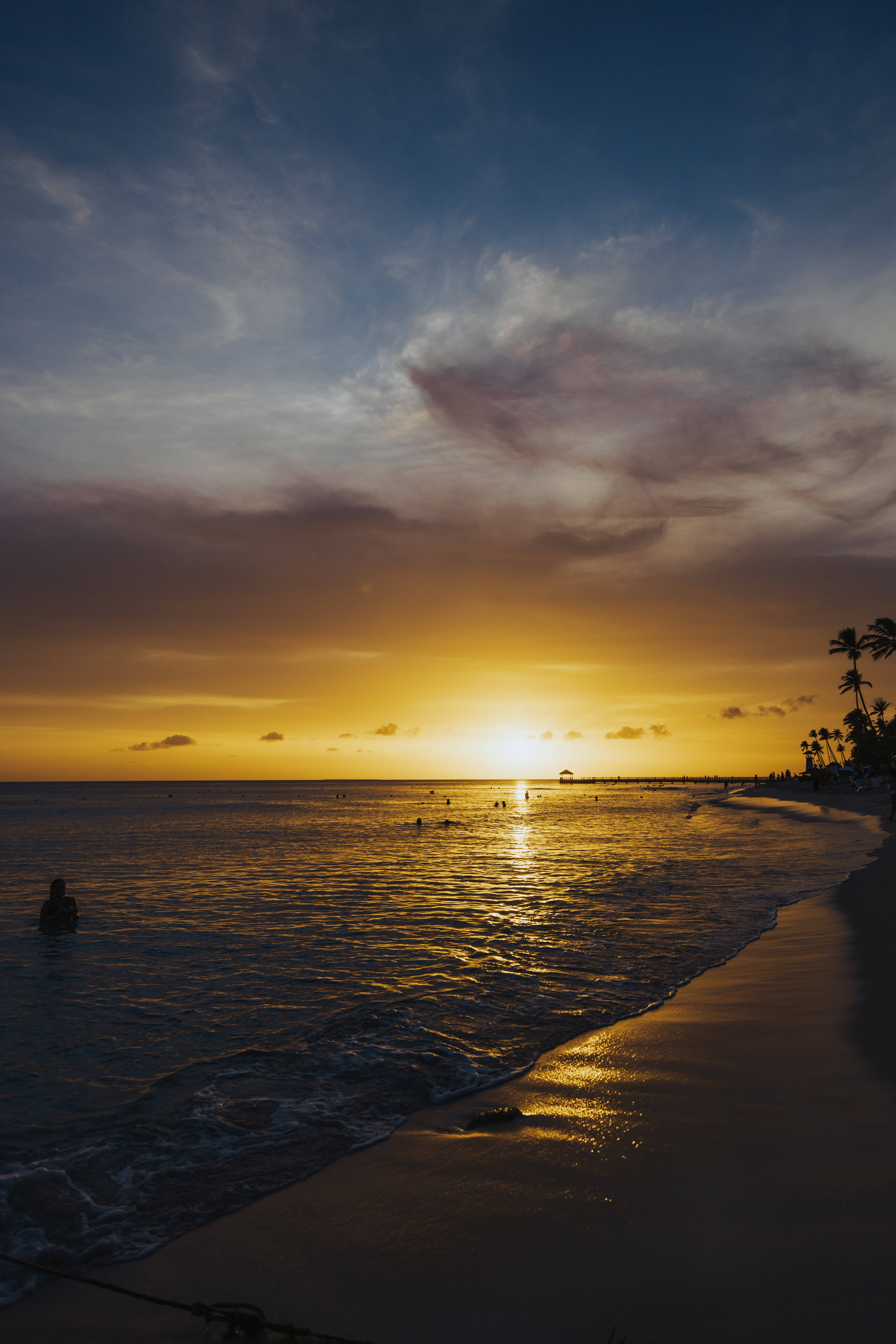 Dark Yellow Sunset Beach Android Background