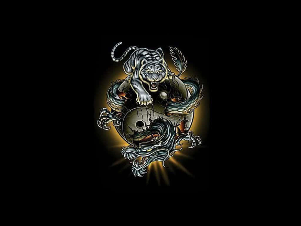 Dark Yin Yang 4k With Tiger And Dragon