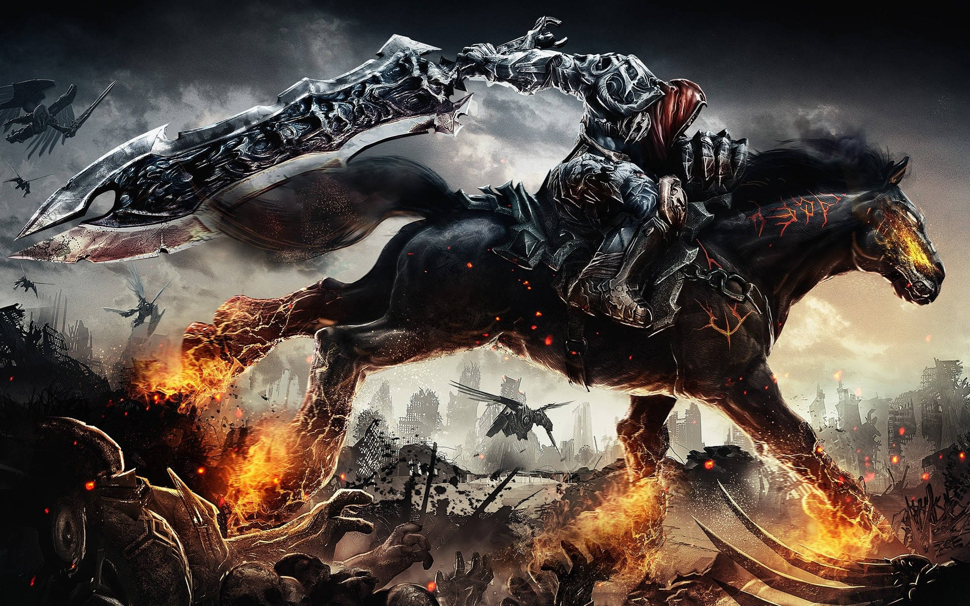 Darksiders Wallpaper Wrath Of War. Dark Hd Wallpaper Of Horseman From Darksiders Wrath Of War Game. Background