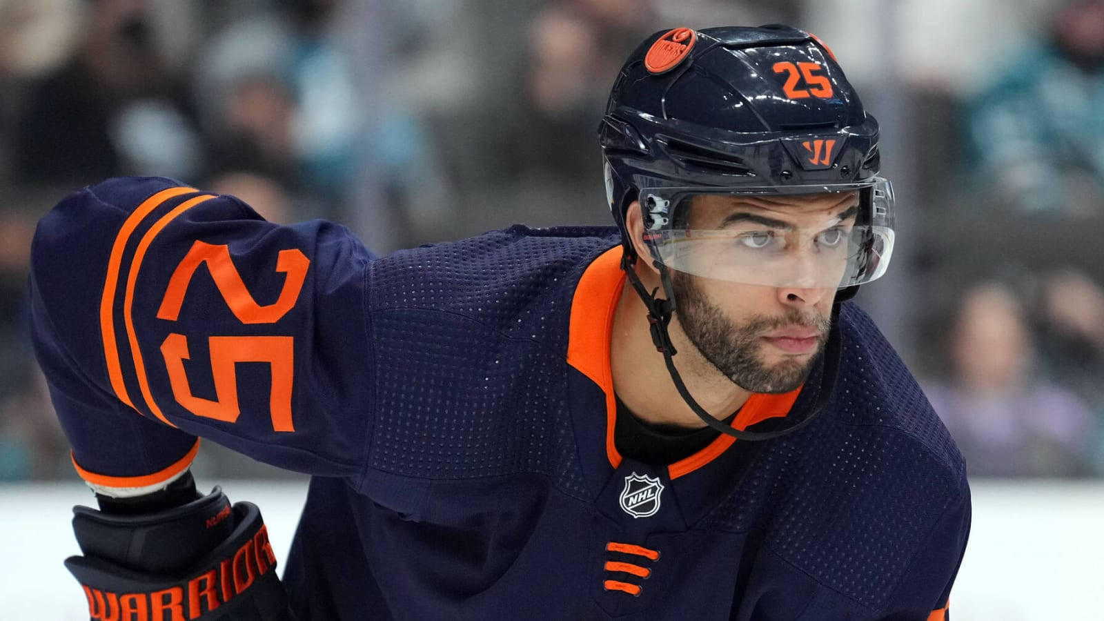 Darnell Nurse During Edmonton Oilers Against Flames 2022 Background