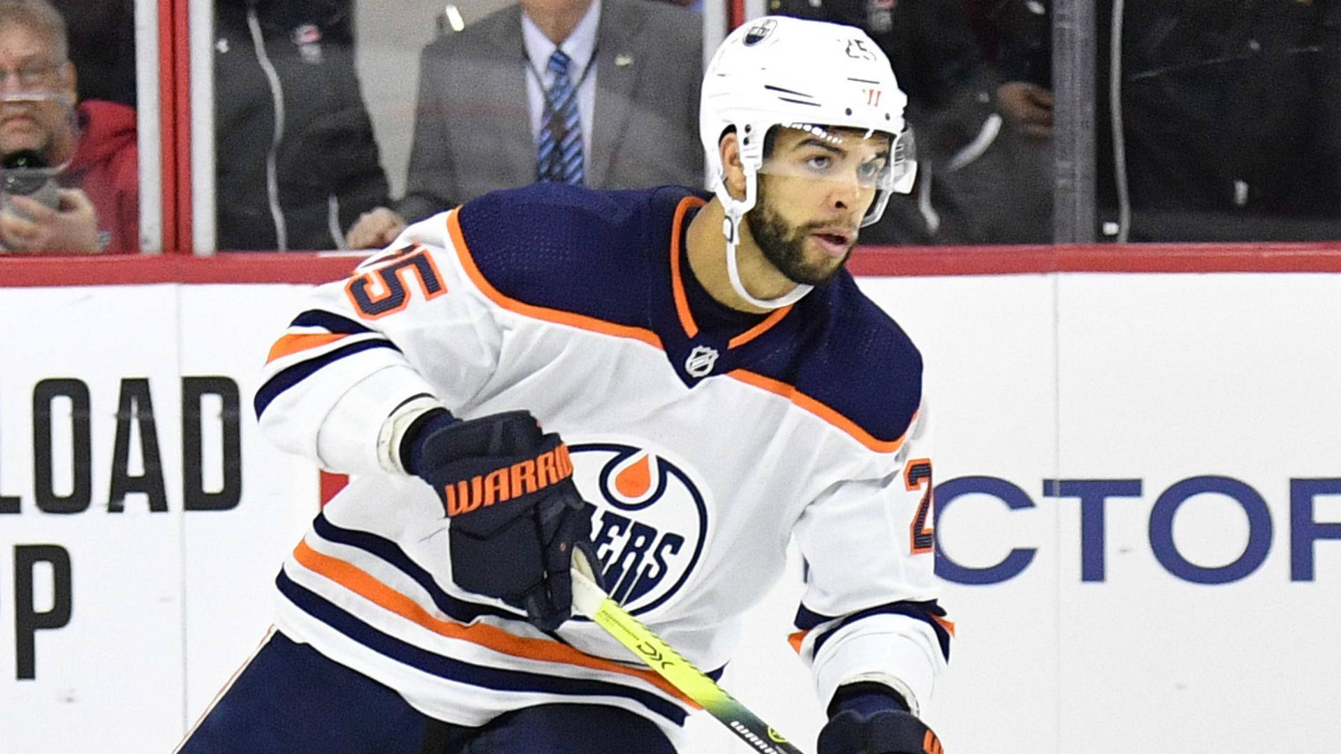 Darnell Nurse In Edmonton Oilers Versus Minnesota Wild 2022 Background