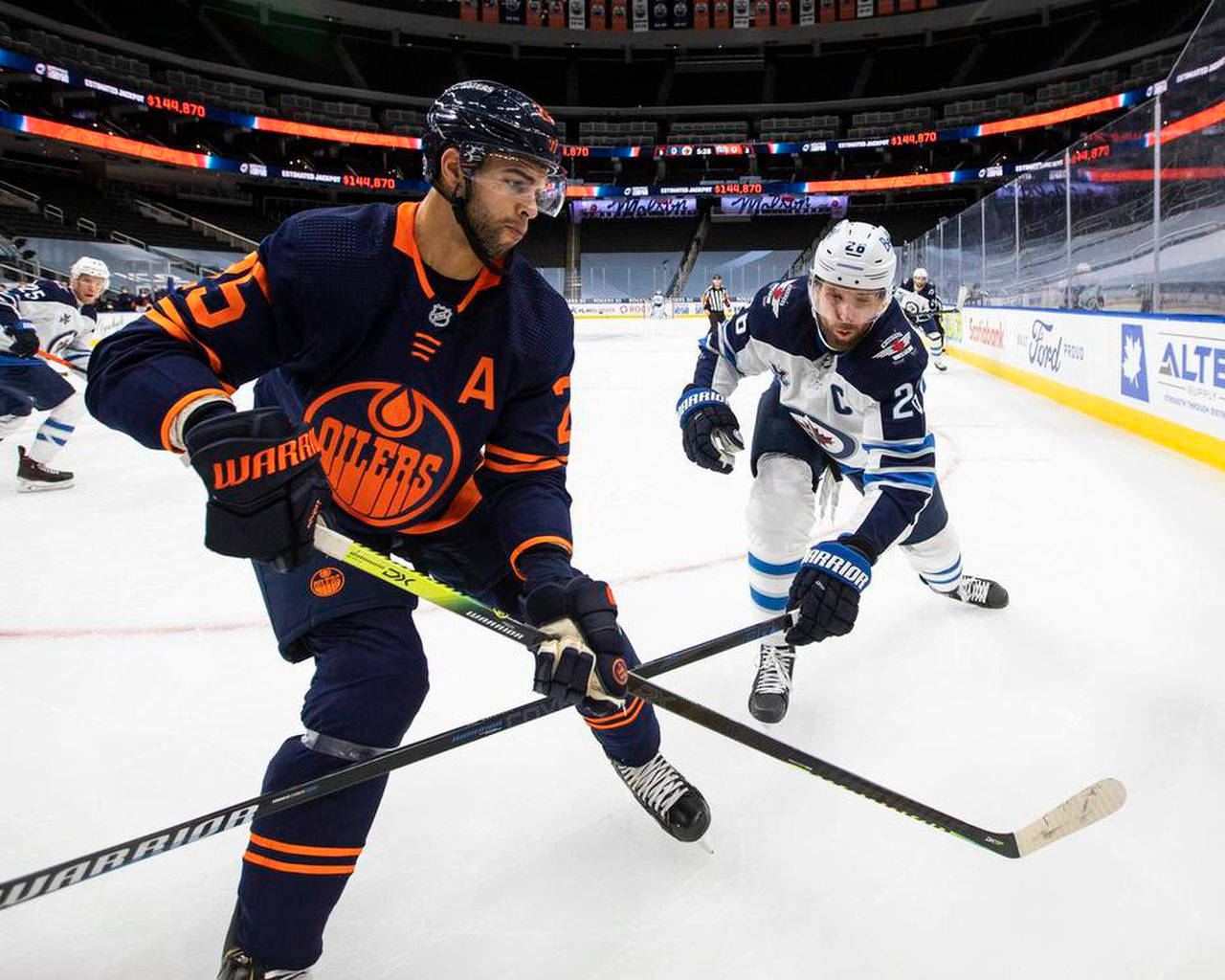 Darnell Nurse In Edmonton Oilers Versus Winnipeg Jets 2022 Background