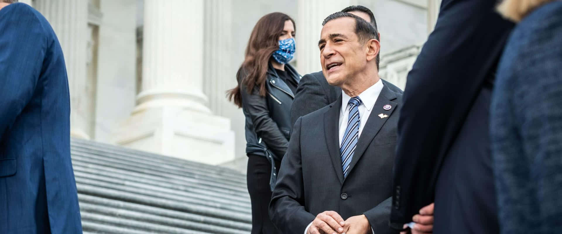 Darrell Issa Posing On The Steps Of The U.s Capitol Building Background