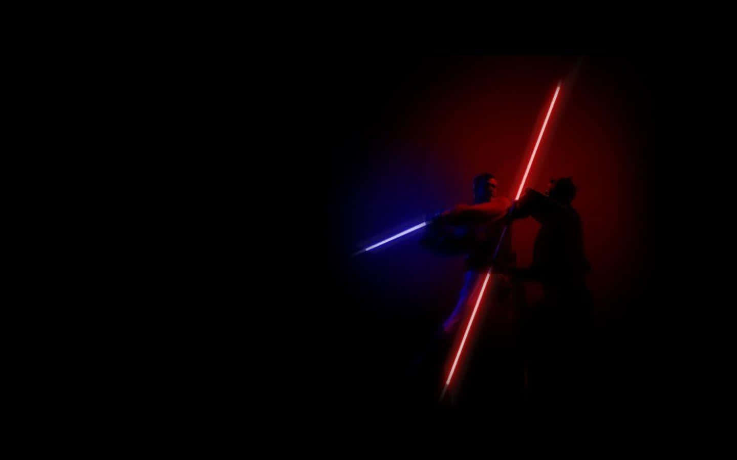 Darth Maul Wields His Red Double-bladed Lightsaber In Star Wars Background