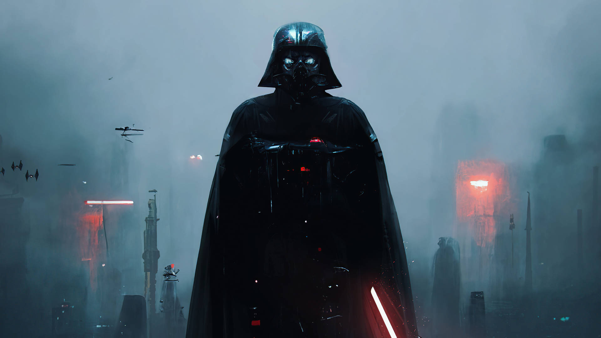 Darth Vader 4k Demolished City Background Background