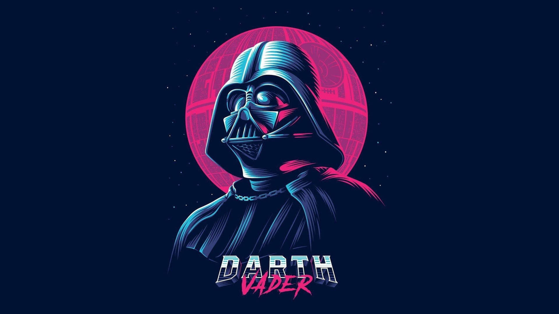 Darth Vader In Neon Aesthetic Background