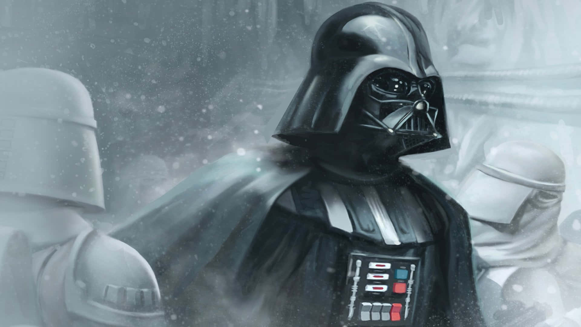 Darth Vader Stands On The Steps Of The Imperial Palace Background