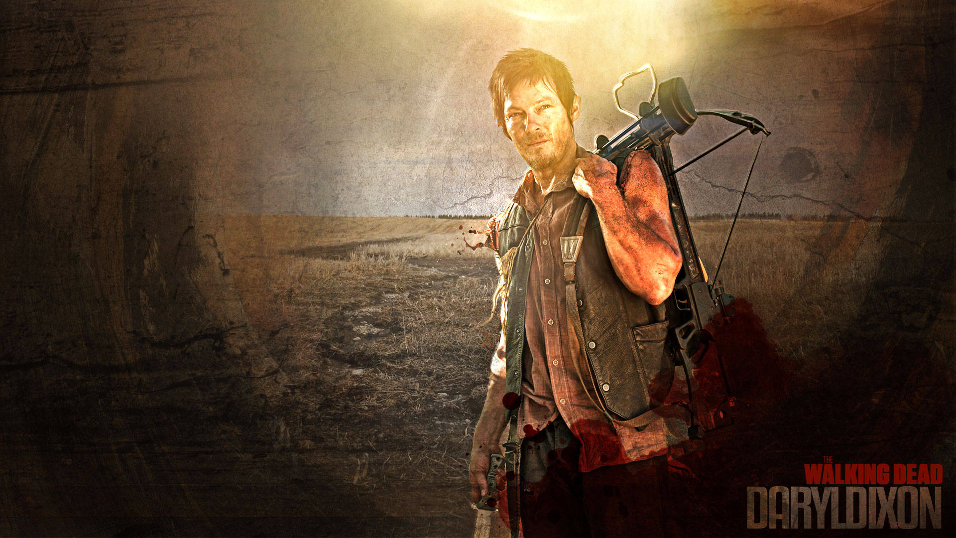 Daryl Dixon On The Hunt In Zombie-ridden Terrain. Background