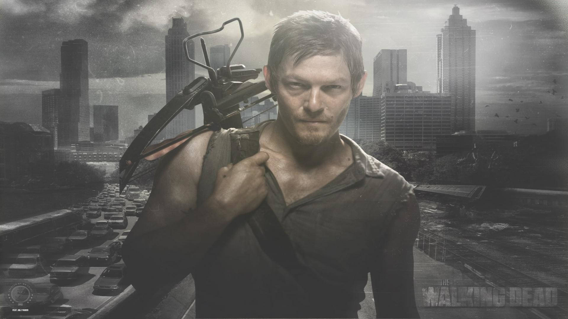 Daryl Dixon - Ready For Action In The Walking Dead Background