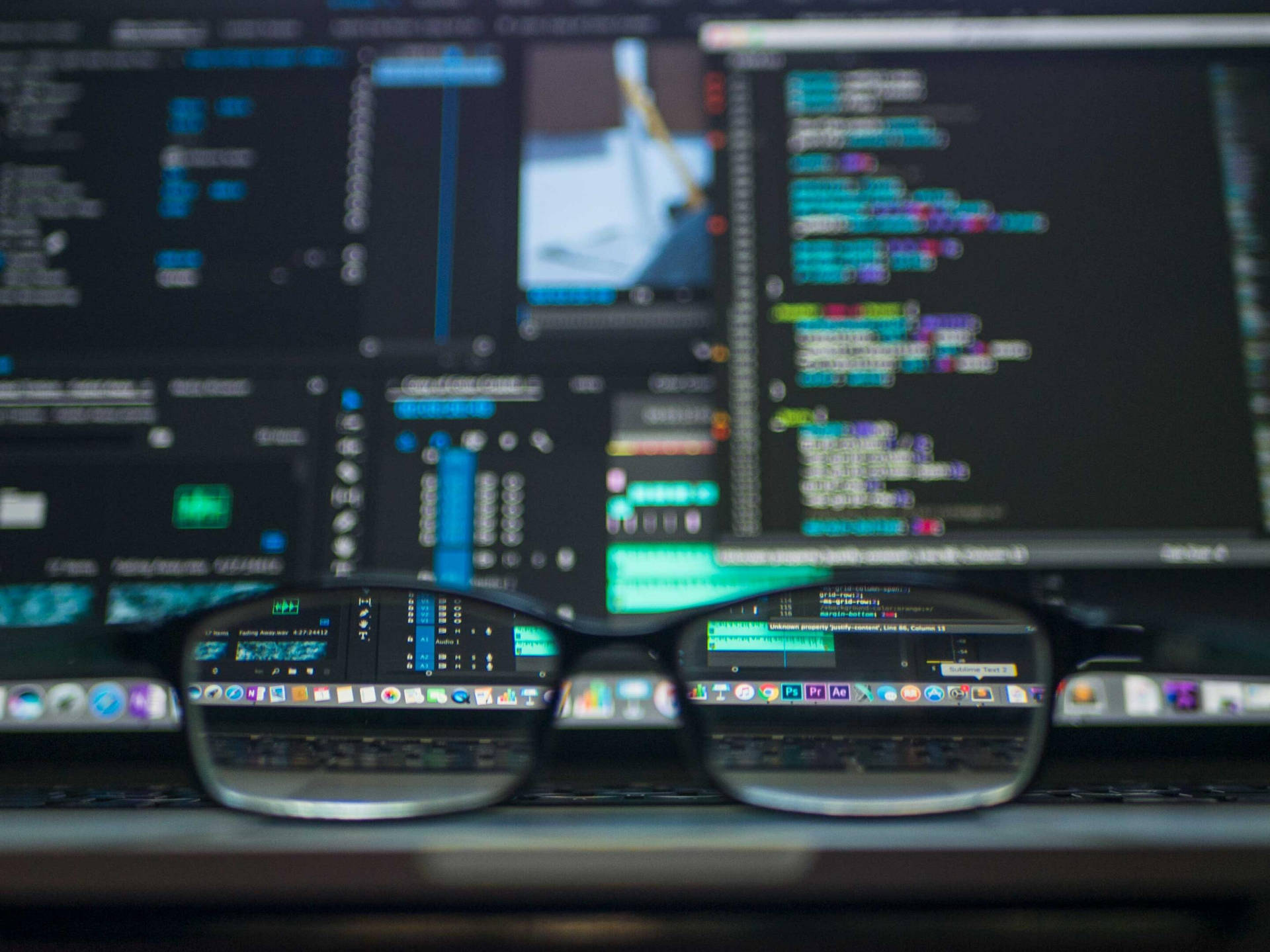 Data Coding Eyeglasses Laptop Background