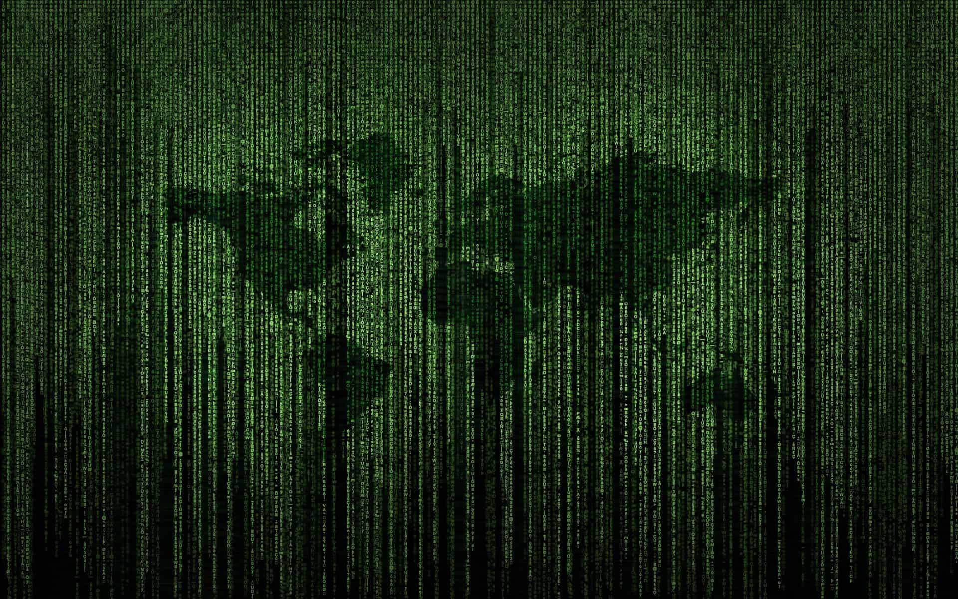 Data Matrix Drawn Map Of The World Background