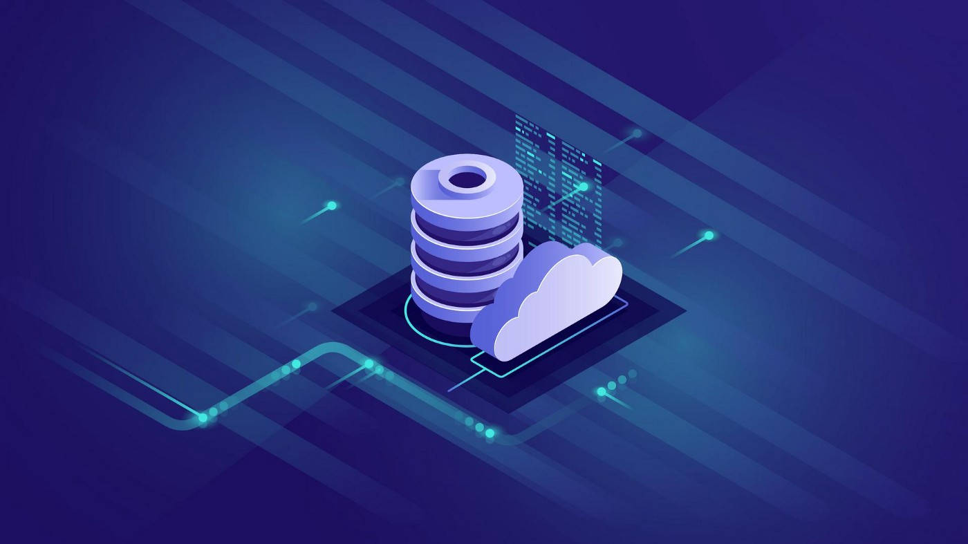 Database & Cloud Flat Illustration Background