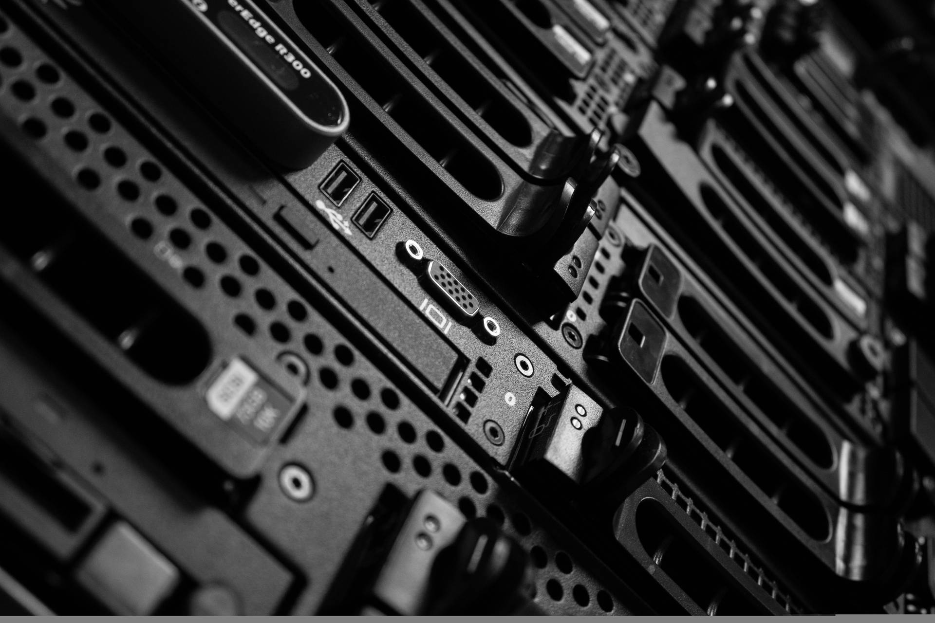 Database Server Close-up Background