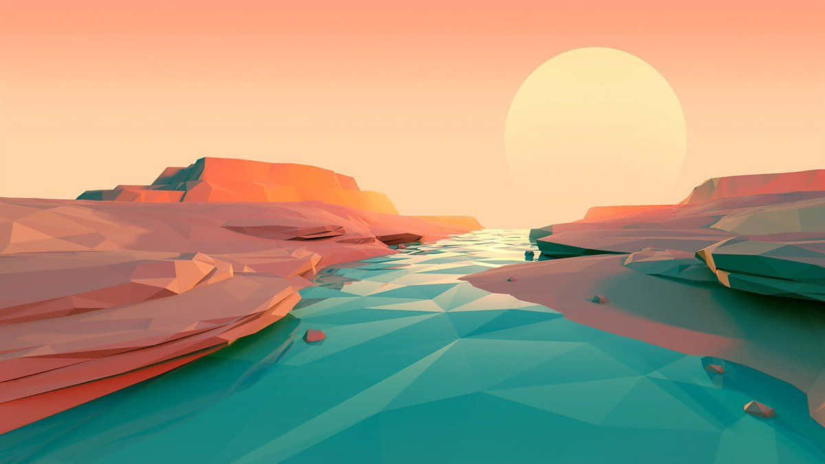 Dave2d Polygon Pastel Lake Background