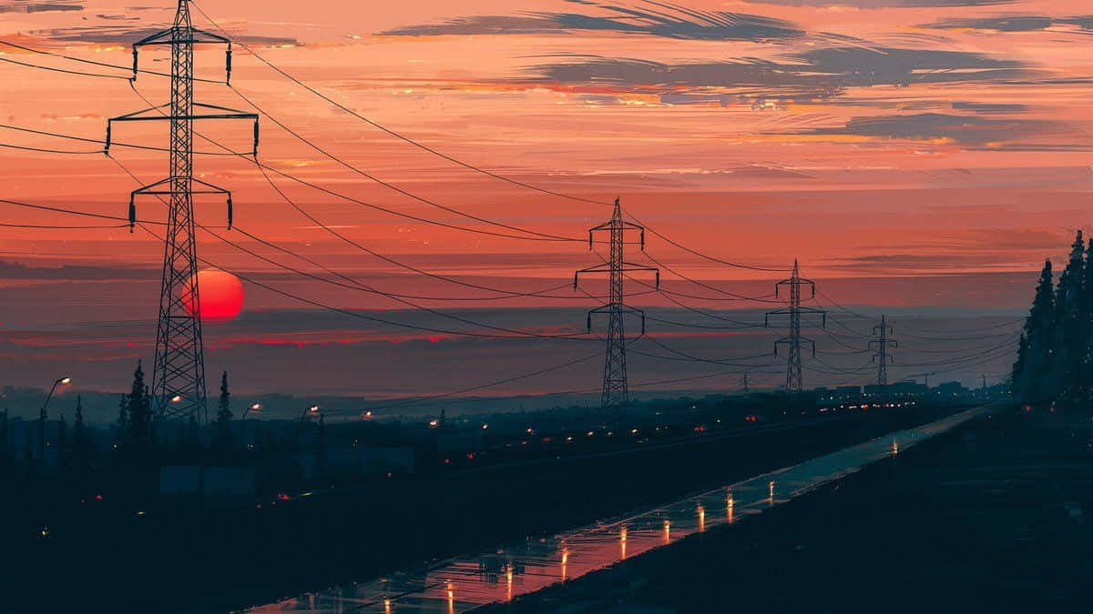 Dave2d Power Lines Digital Painting Background