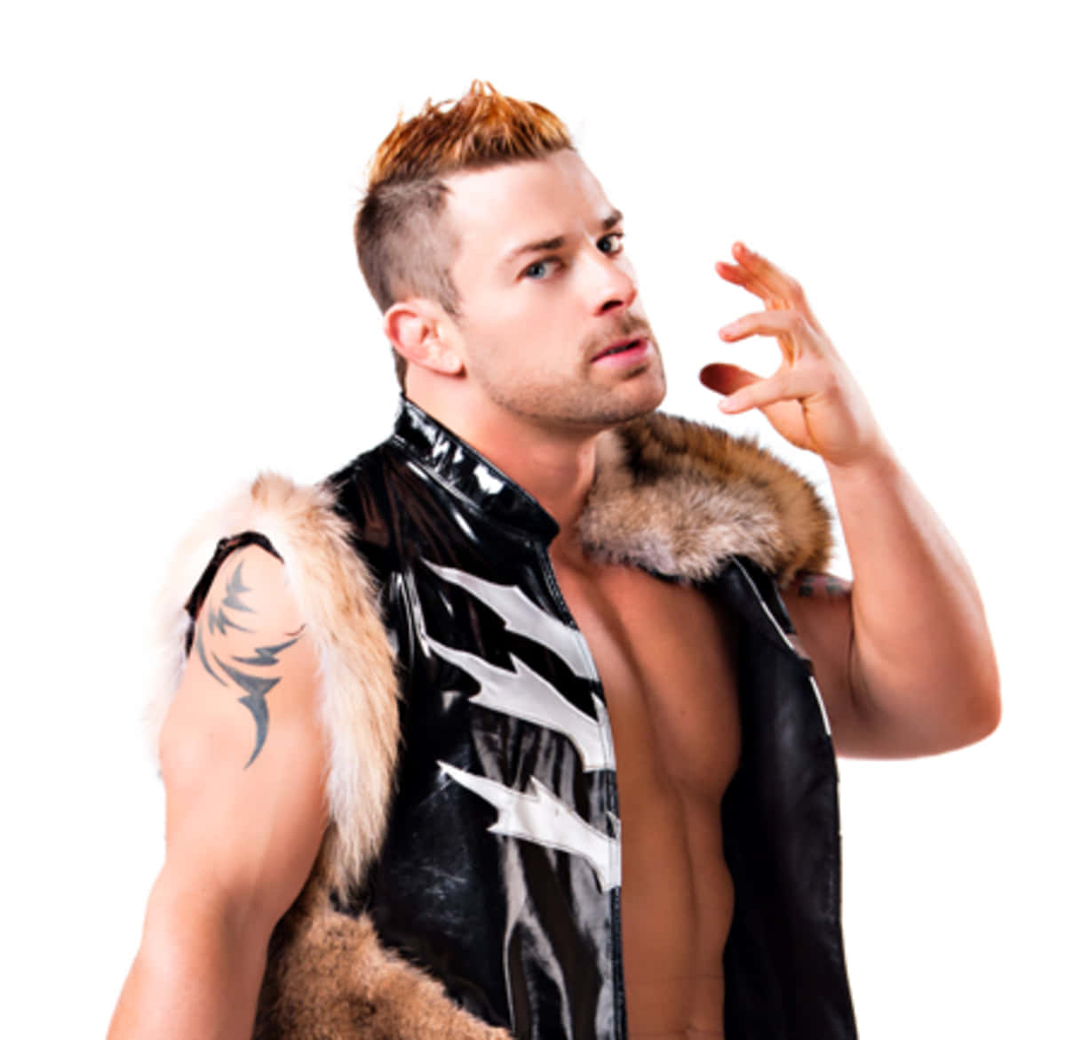Davey Richards Striking A Pose In His Signature Wolves Outfit Background