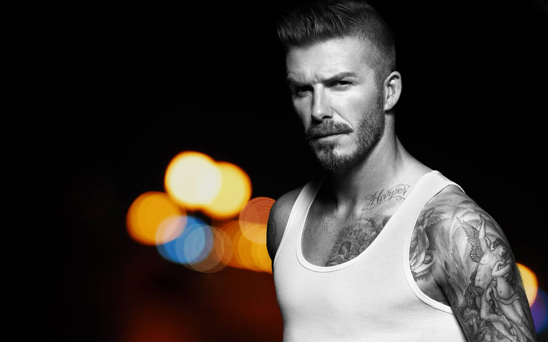 David Beckham Portrait In Bokeh Effect Background