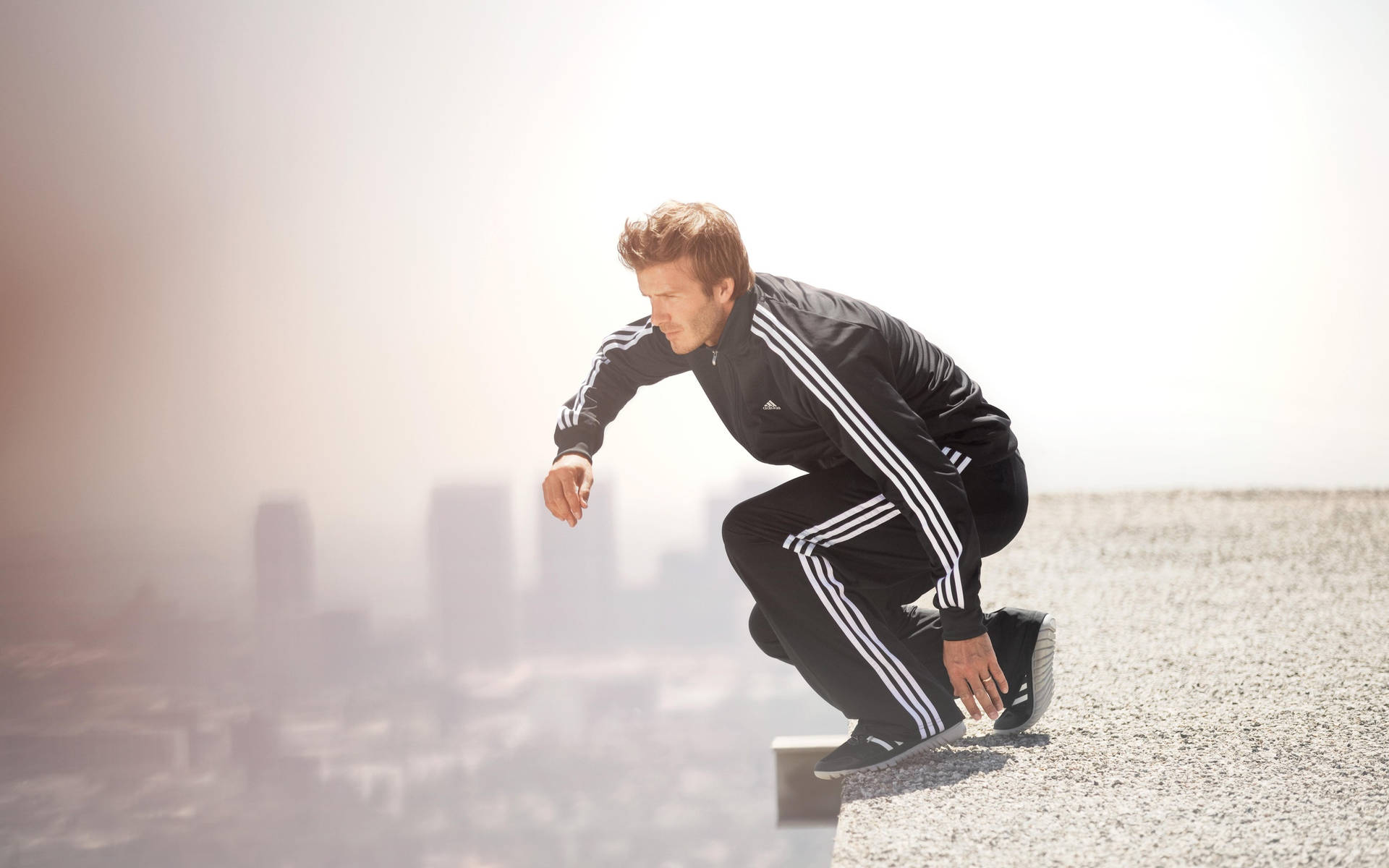 David Beckham Wearing An Adidas Tracksuit Background