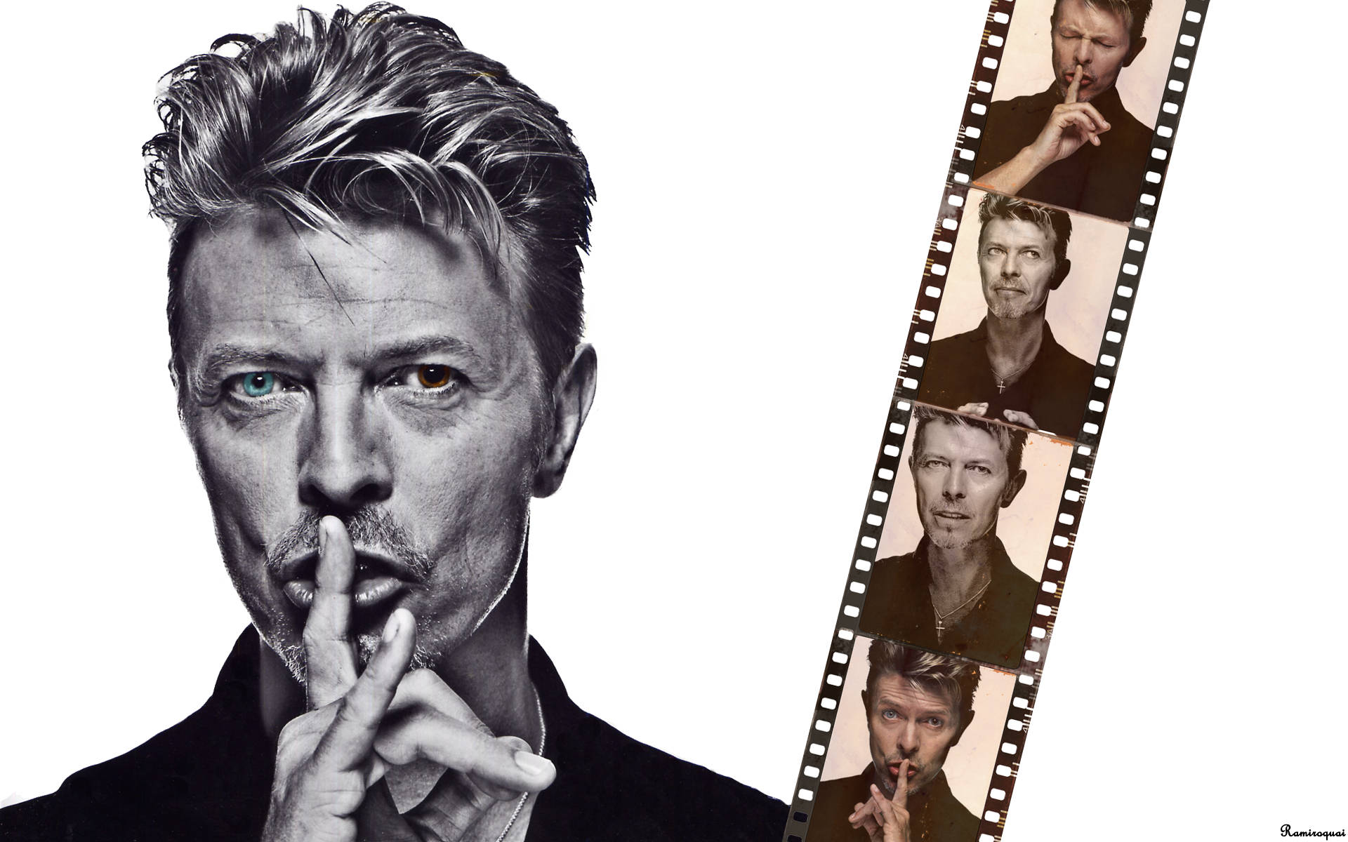 David Bowie Red And Blue Eyes Background