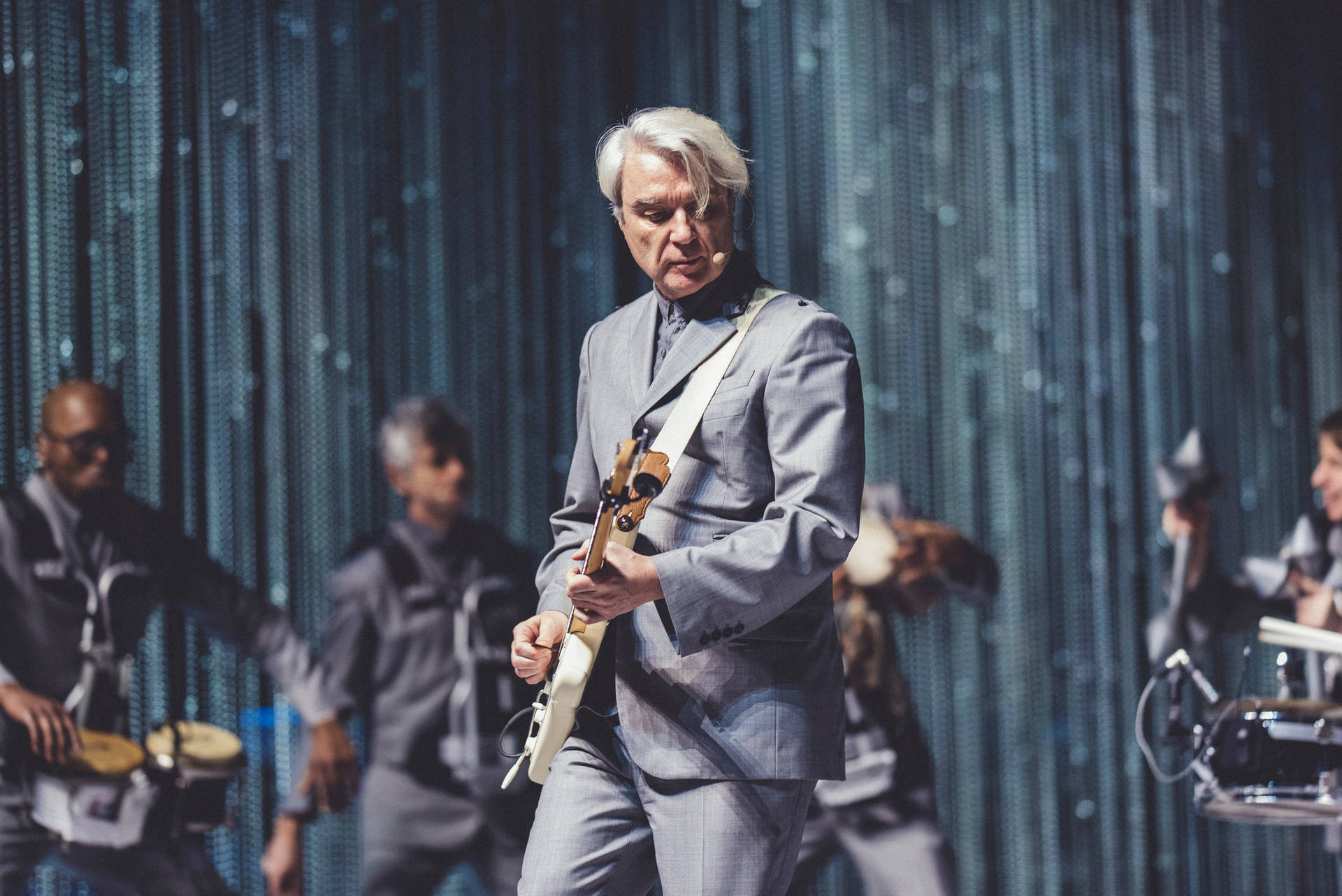 David Byrne Guitar Stage Performance Photography Background