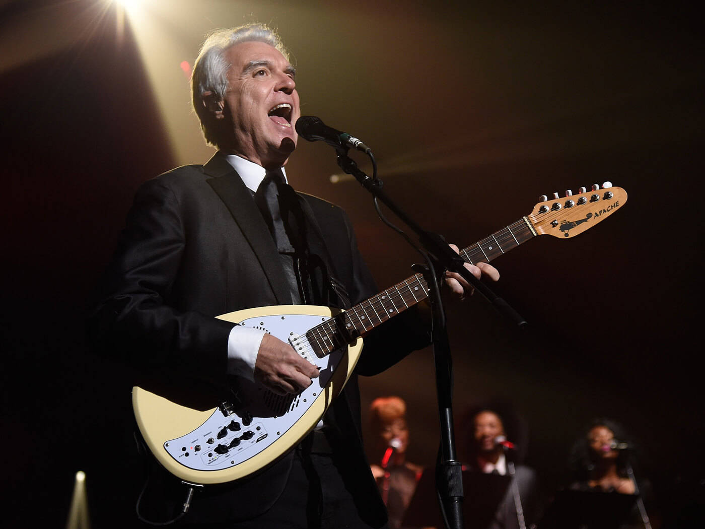 David Byrne Guitarist Concert Photo Background