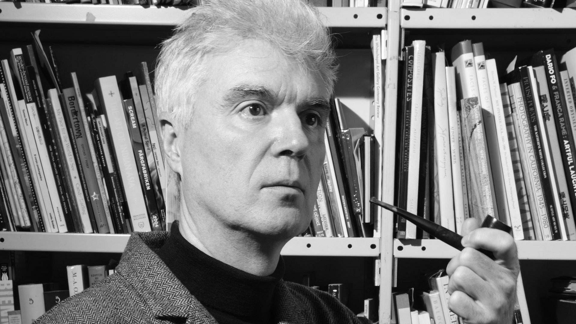 David Byrne Library Black And White Photo Background