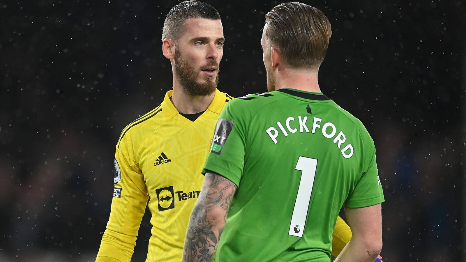 David De Gea Facing Jordan Pickford Background