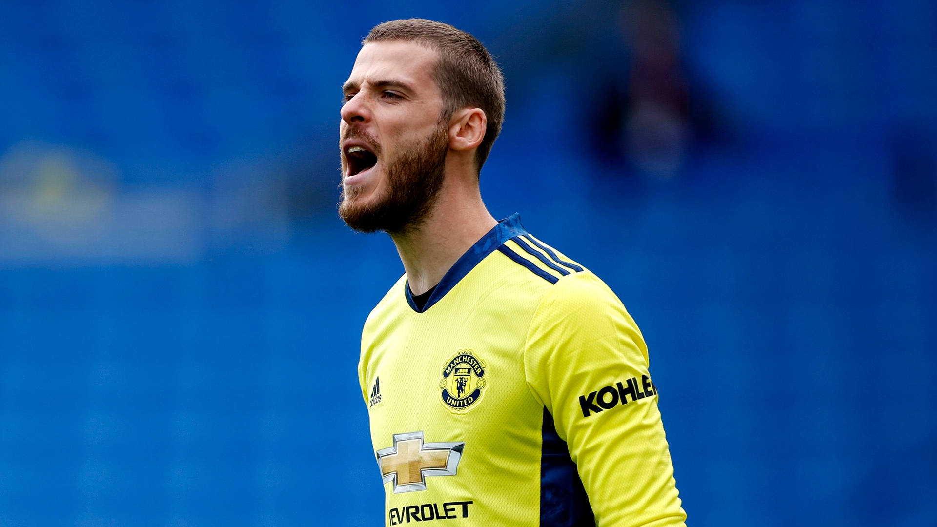 David De Gea Screaming Blue Background