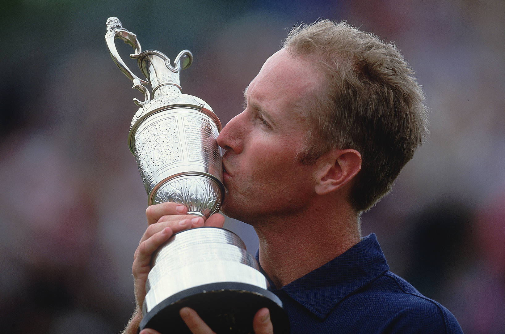 David Duval Kissing His Trophy Background