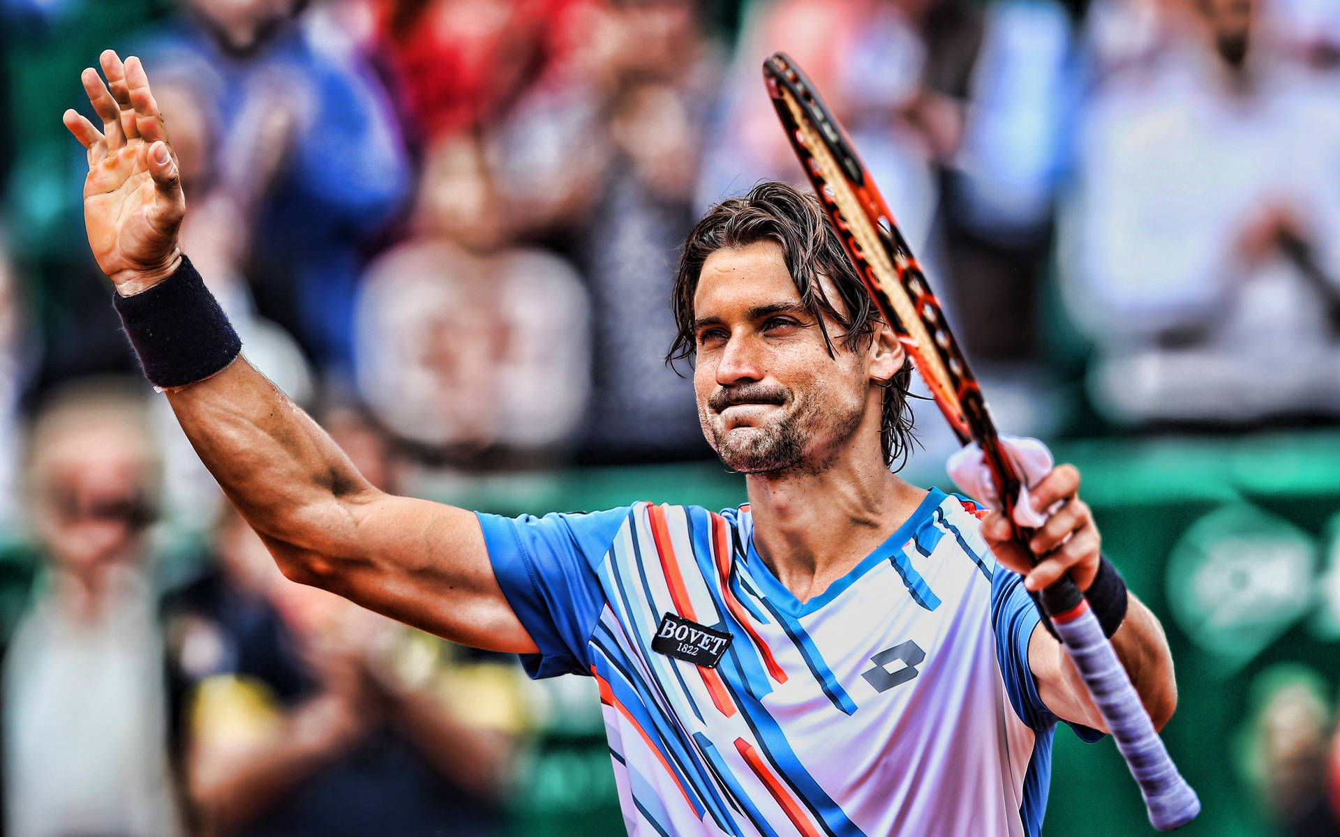 David Ferrer Waving To Audience Background