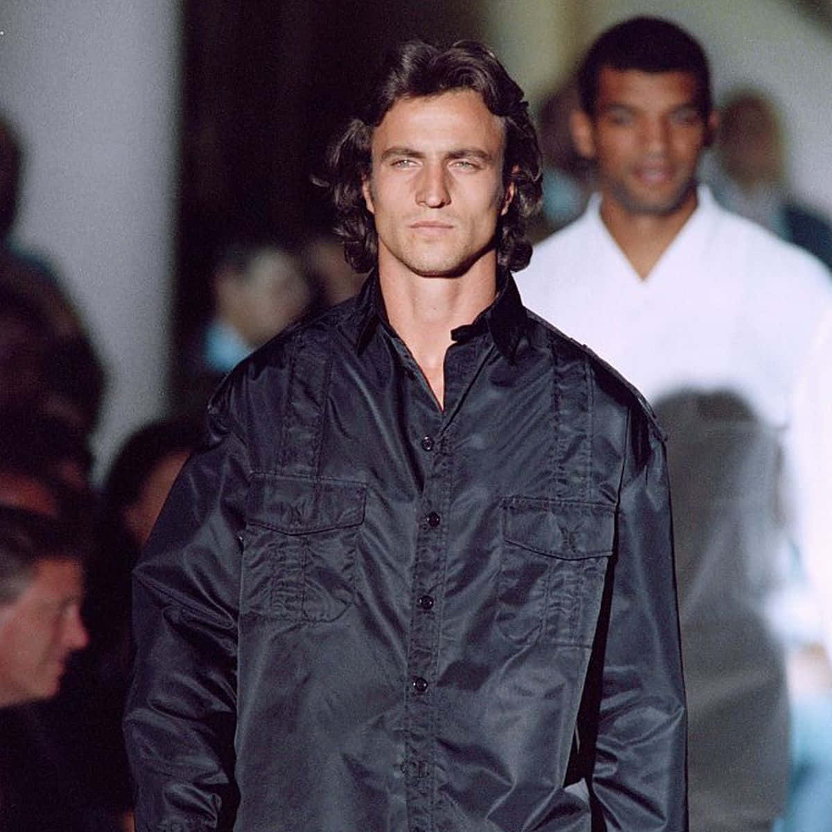 David Ginola Modelling At The Nino Cerruti 1996 Fashion Show Background