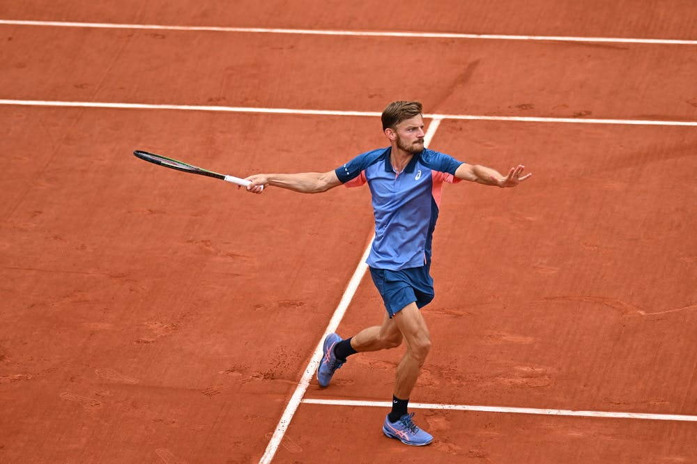 David Goffin In Action During A Major Tennis Championship Background