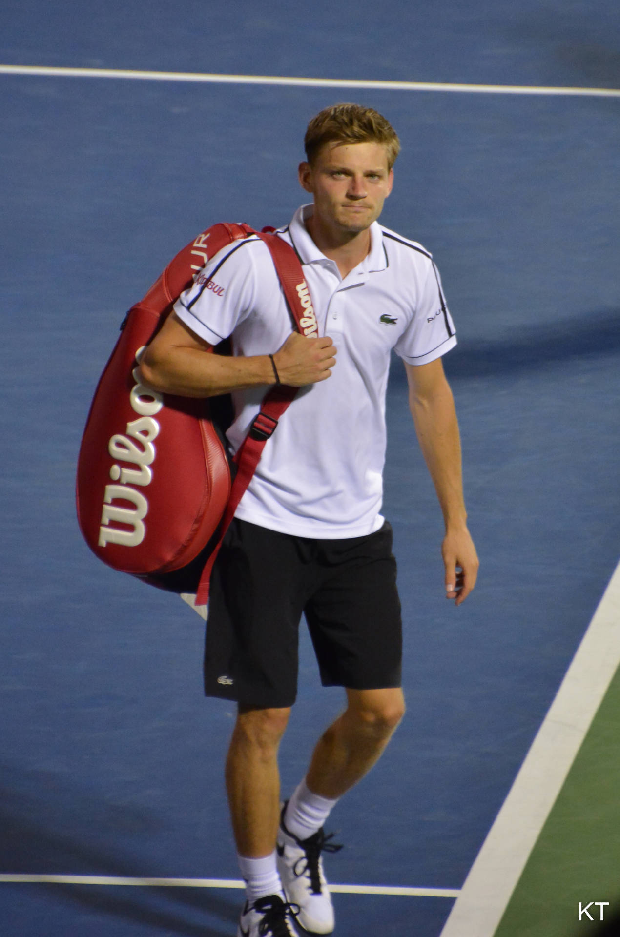 David Goffin Walking On Tennis Court Background