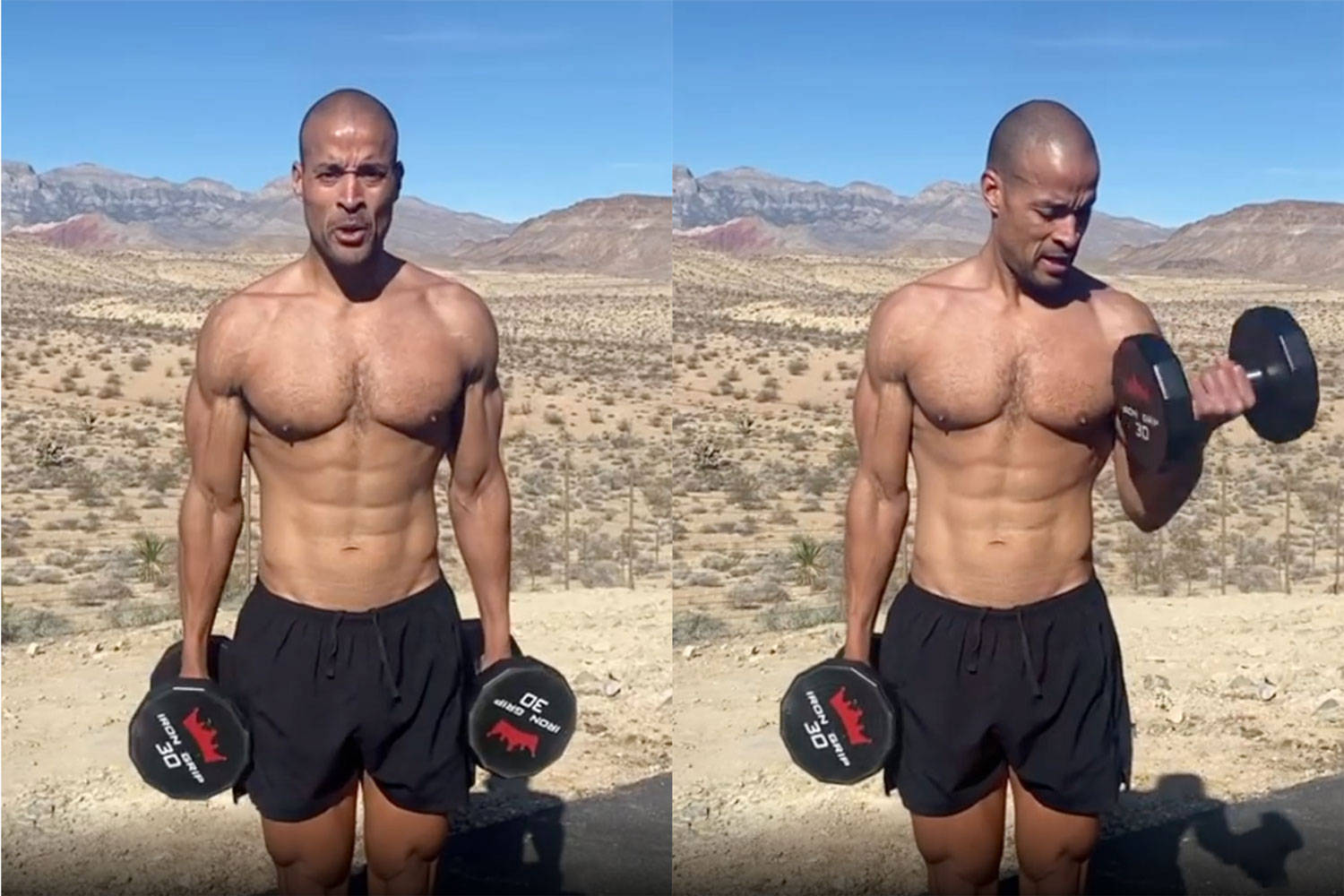 David Goggins Lifting In Desert Background