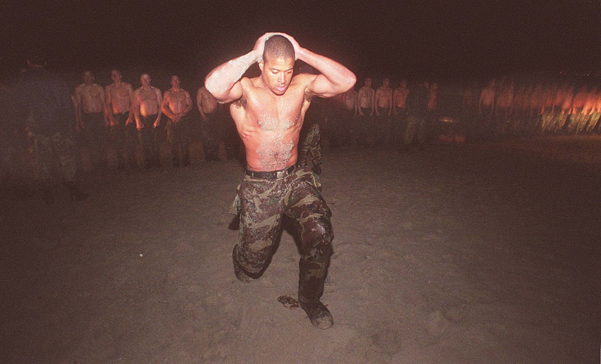 David Goggins Training With Troops Background