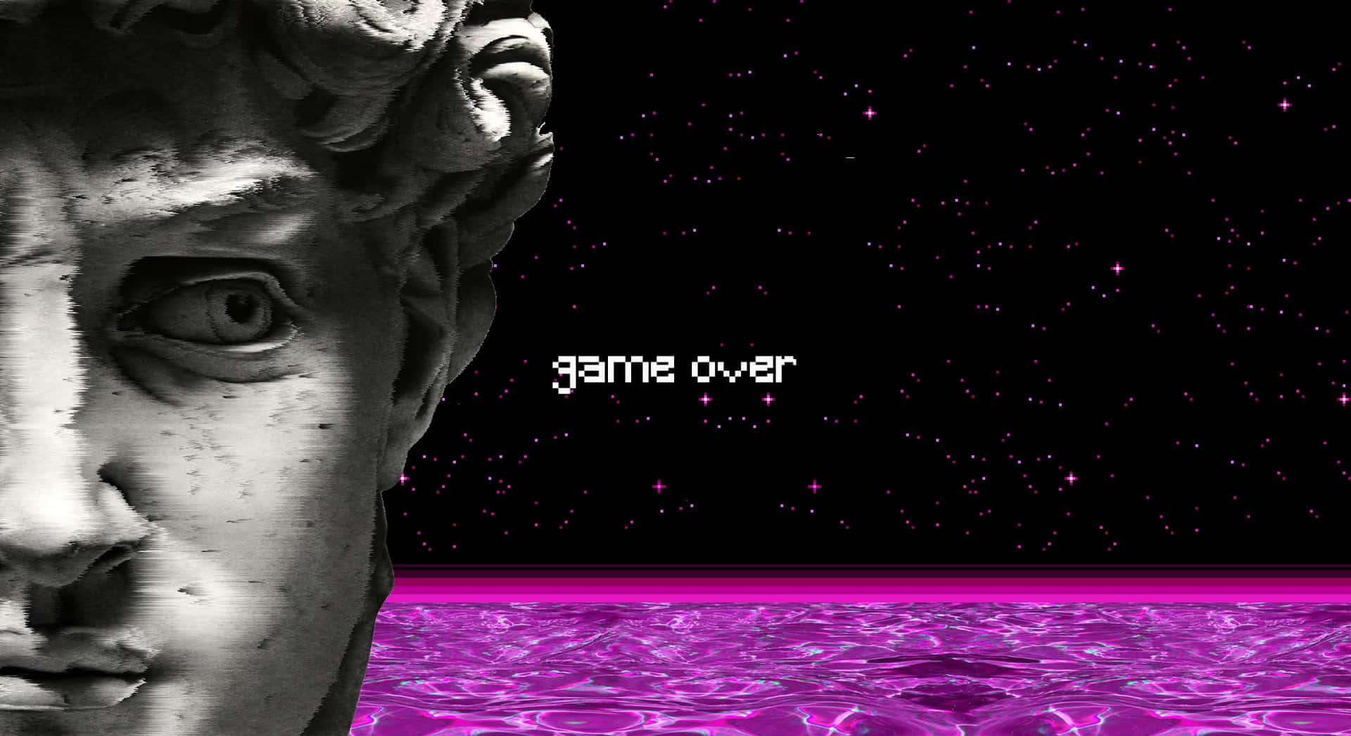 David Of Michelangelo Vaporwave Aesthetic Background