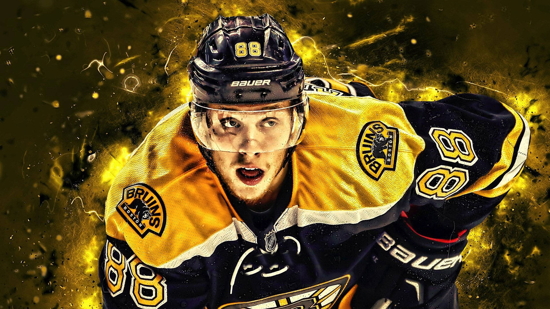 David Pastrnak Burning Flames Fan Art Background