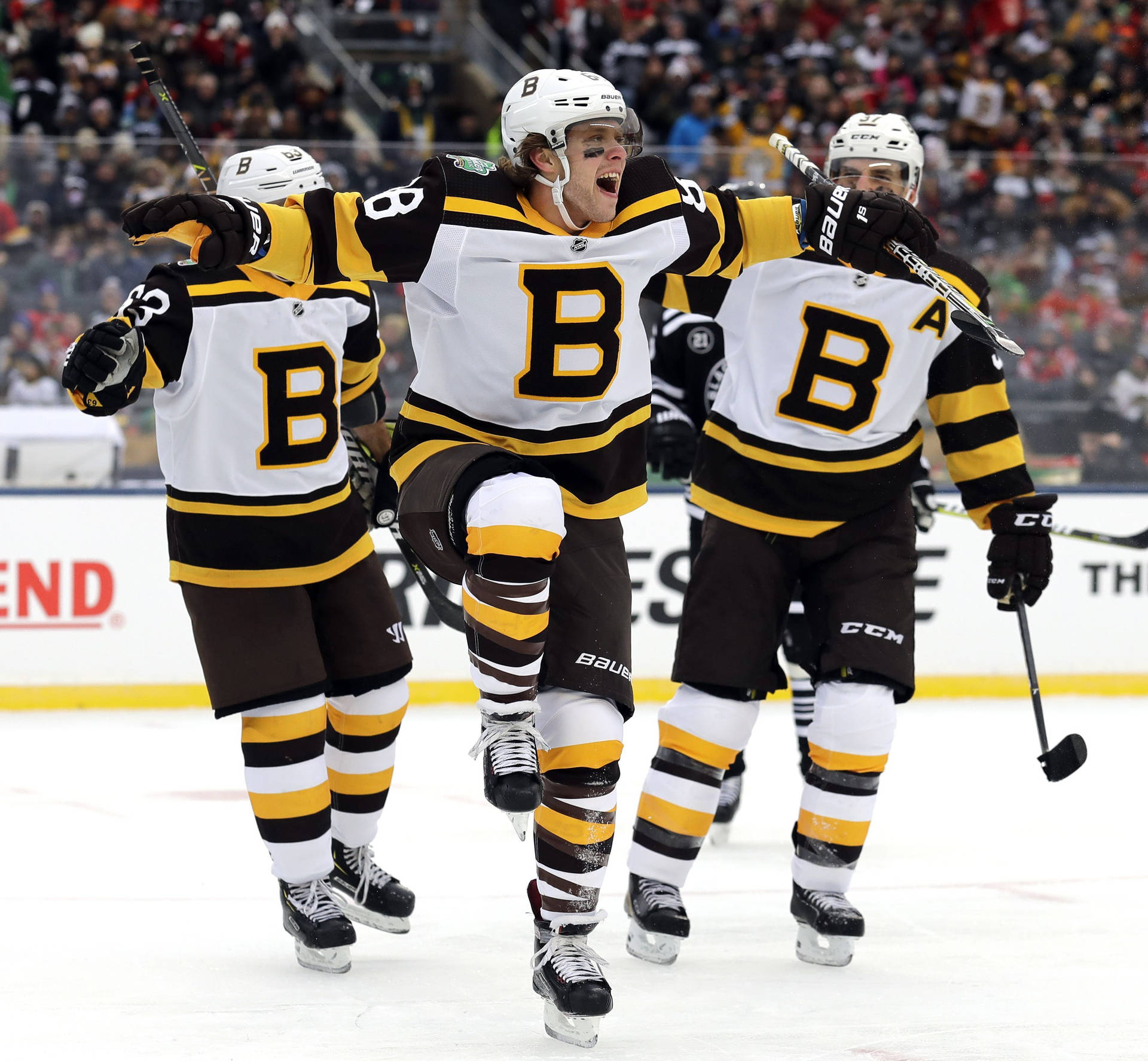 David Pastrnak Celebrate Goal Nhl Winter Classic Background