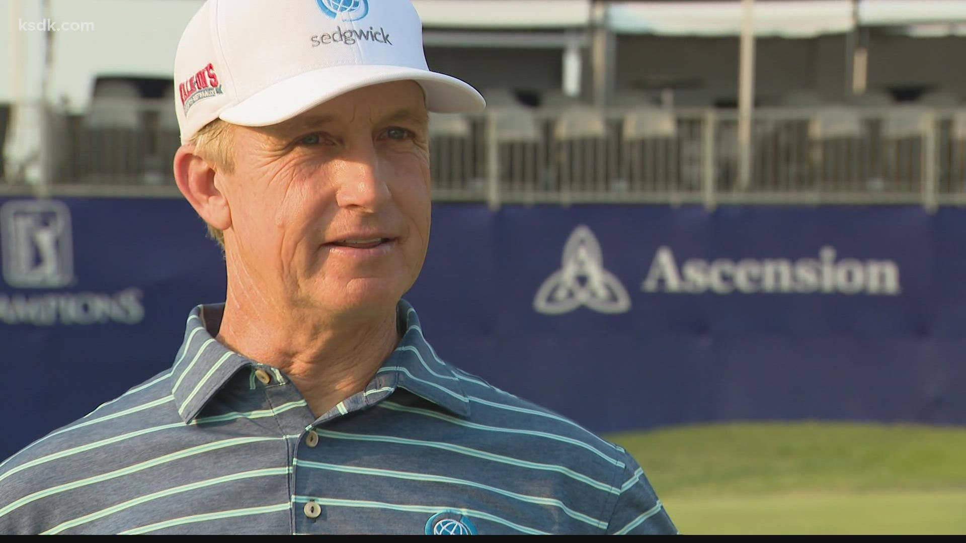 David Toms Being Interviewed Background