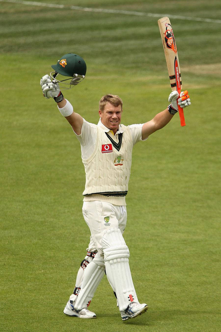 David Warner Arms Raised