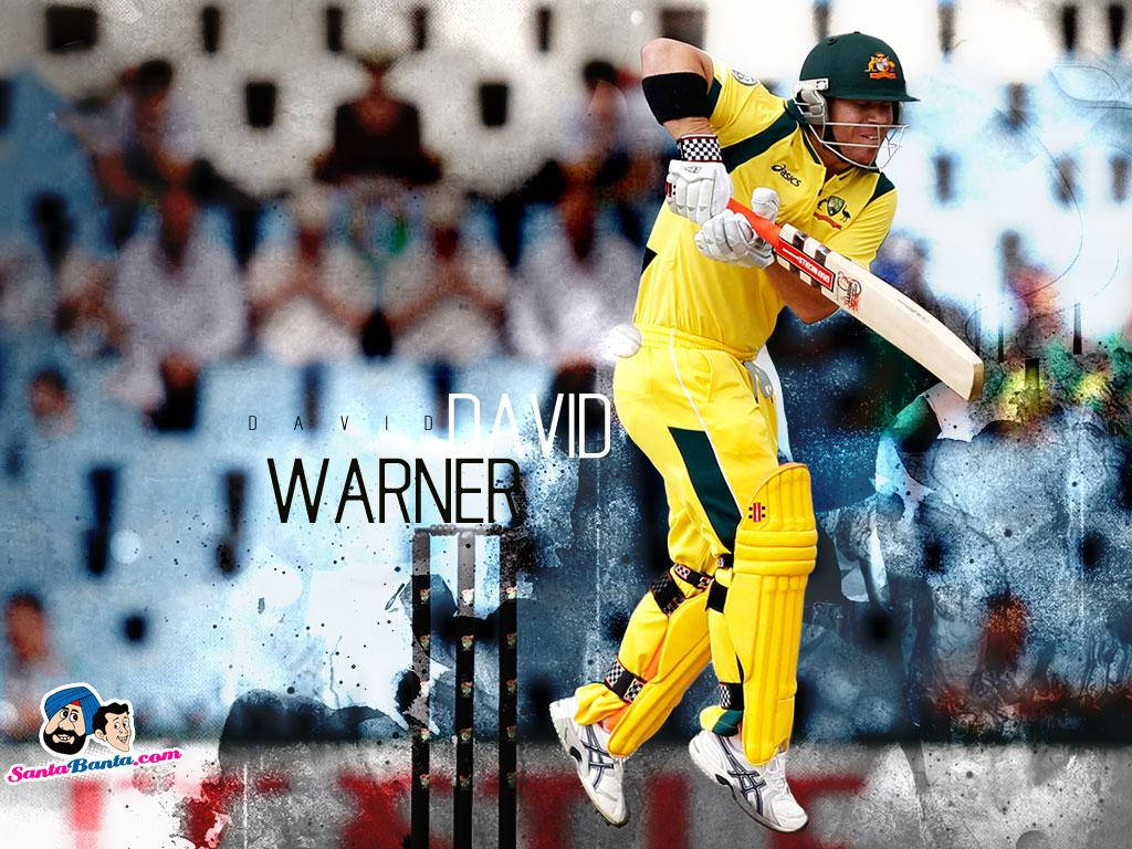 David Warner With Name Background