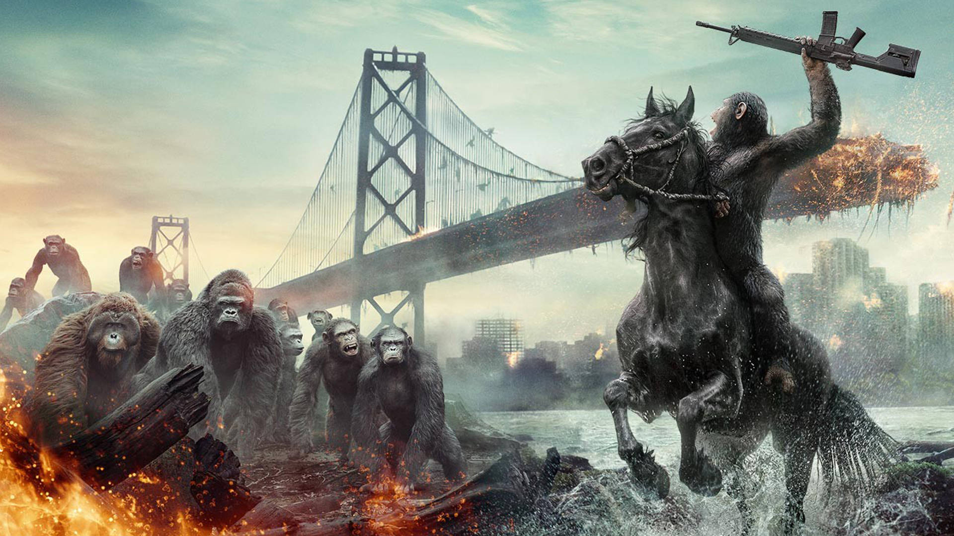 Dawn Of The Planet Of The Apes Movie Poster Background