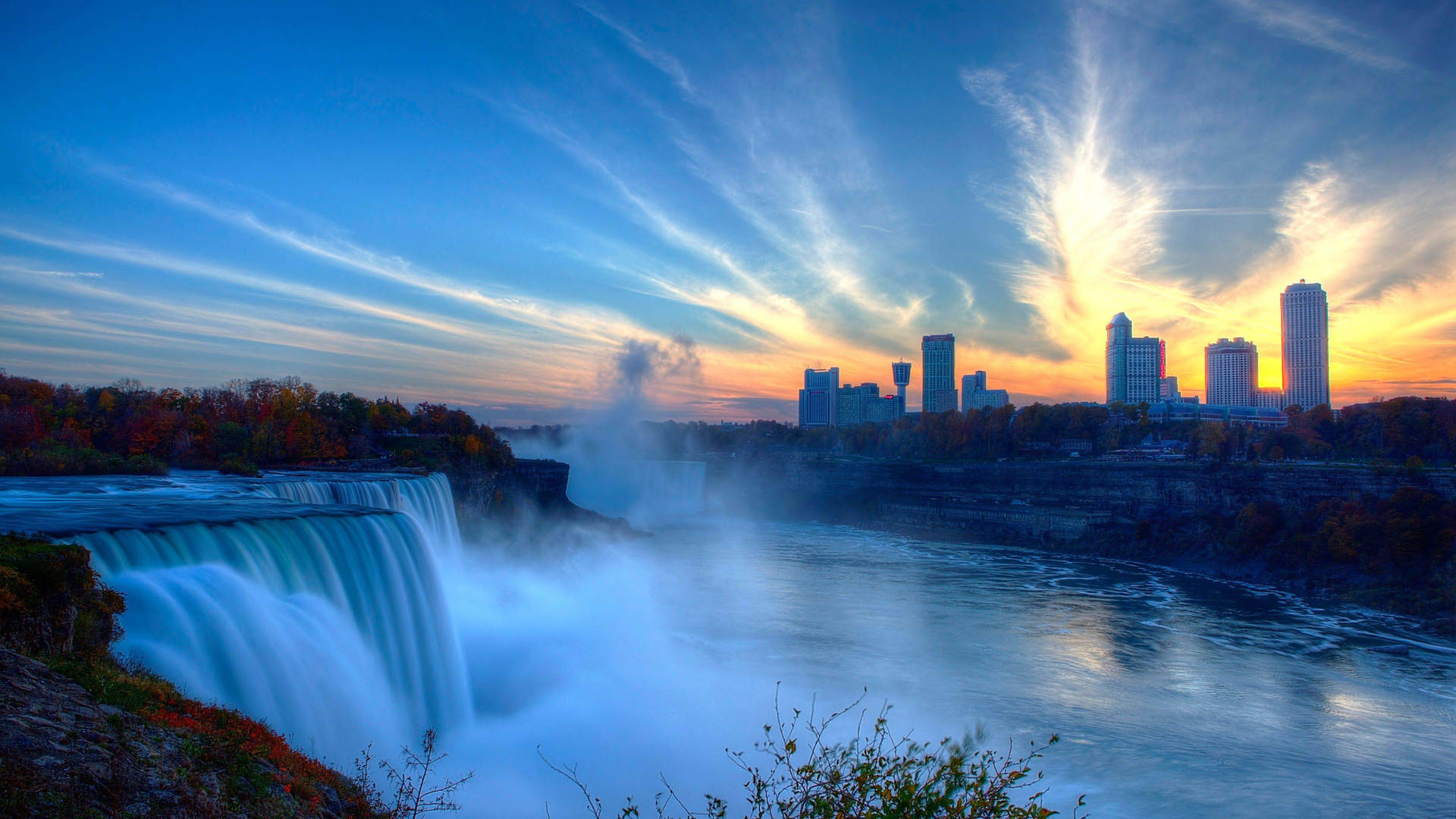 Daybreak At The Niagara Falls Background