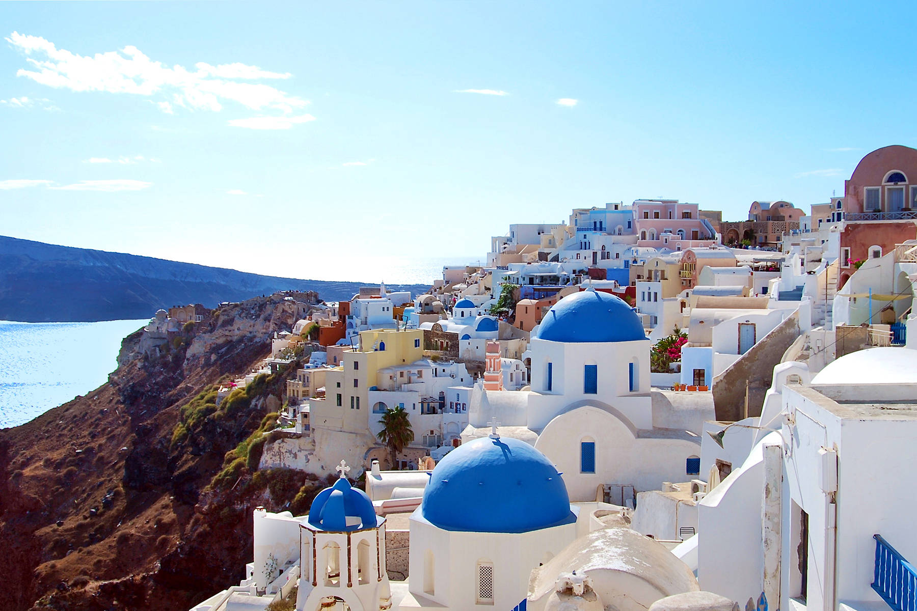 Daylight In Santorini Background