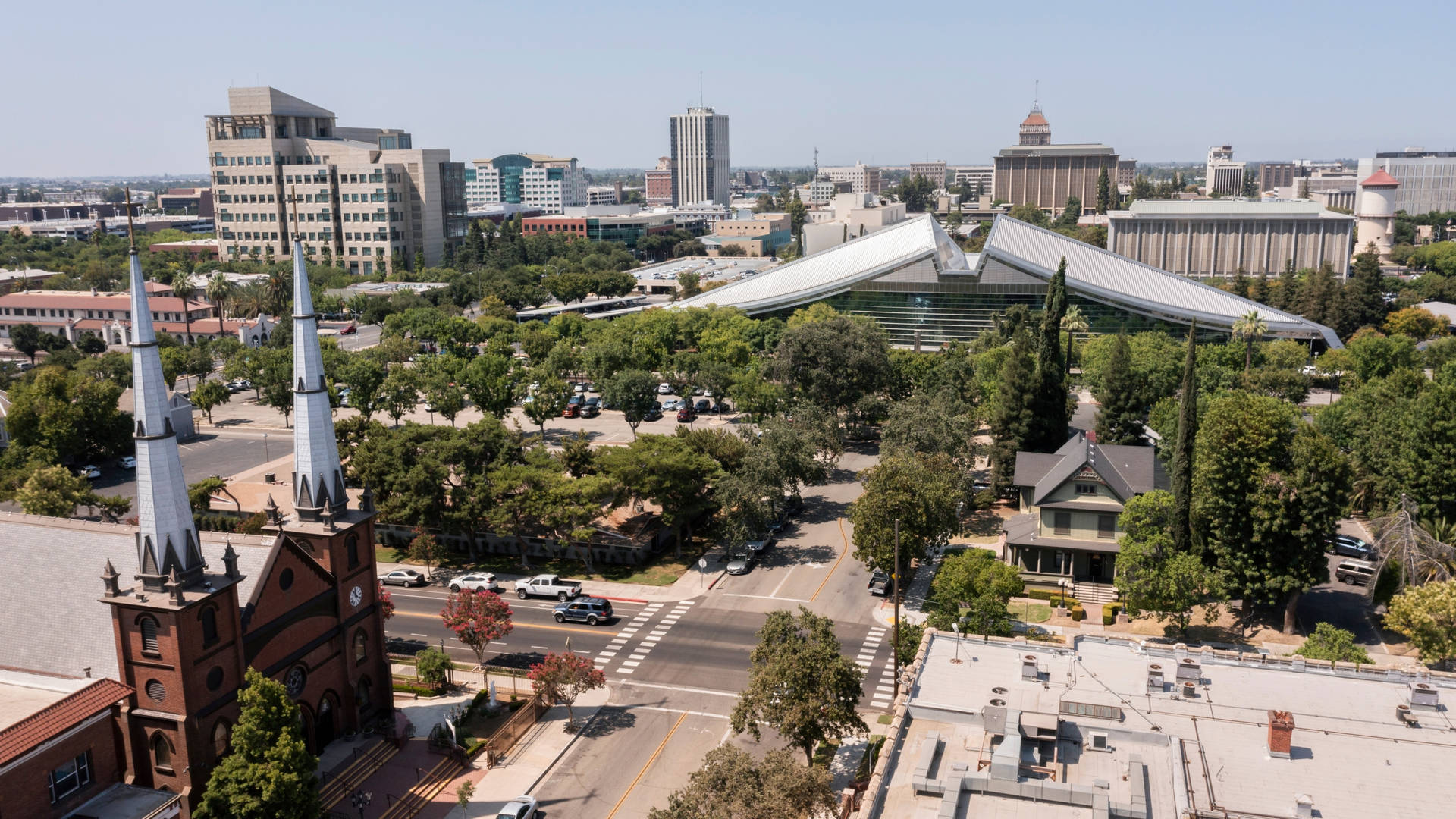 Daytime Aerial Photo Of Fresno Background